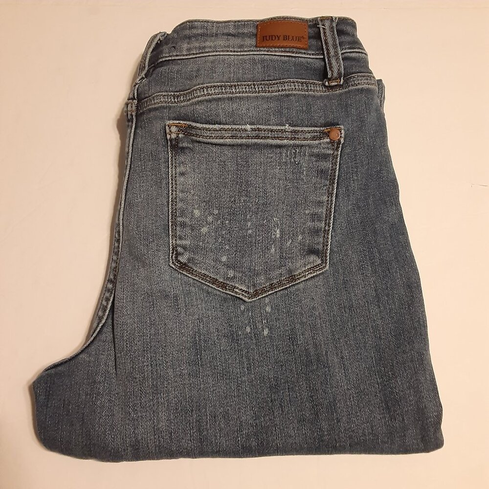 Judy Blue Boyfriend Fit Splattered Distressed Hem Women's Jeans JB82346DK